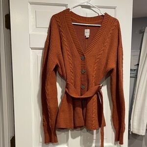 Maeve cable belted cardigan
